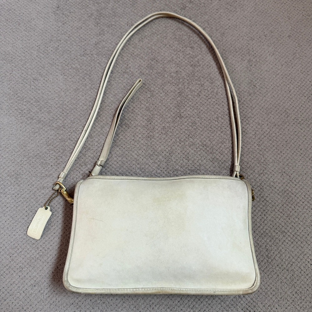 Vintage 1970s Coach Bonnie Cashin Basic Bag 9455 Off White Leather Crossbody